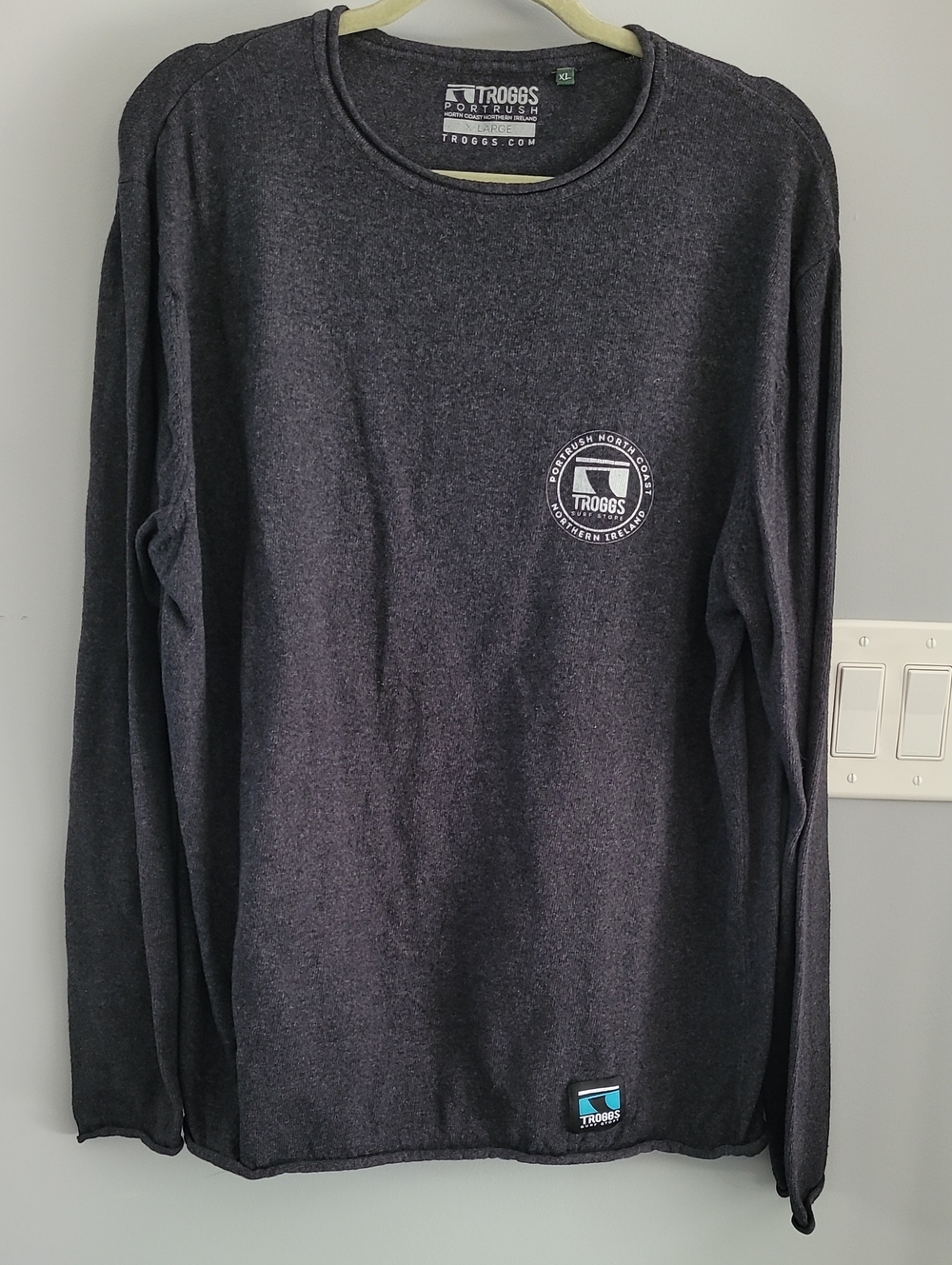 Troggs Surf Store Long-Sleeve Crew — Charcoal Heather